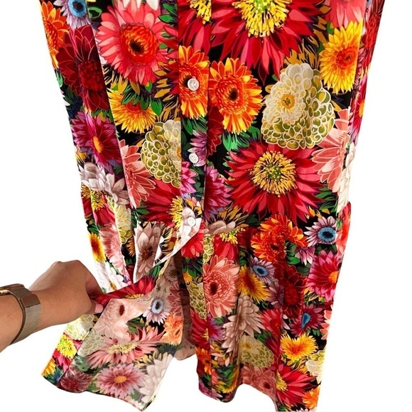 BORGO DE NOR Floral Button Down Belted Cotton Midi Dress Sz 6 - Picture 6 of 9